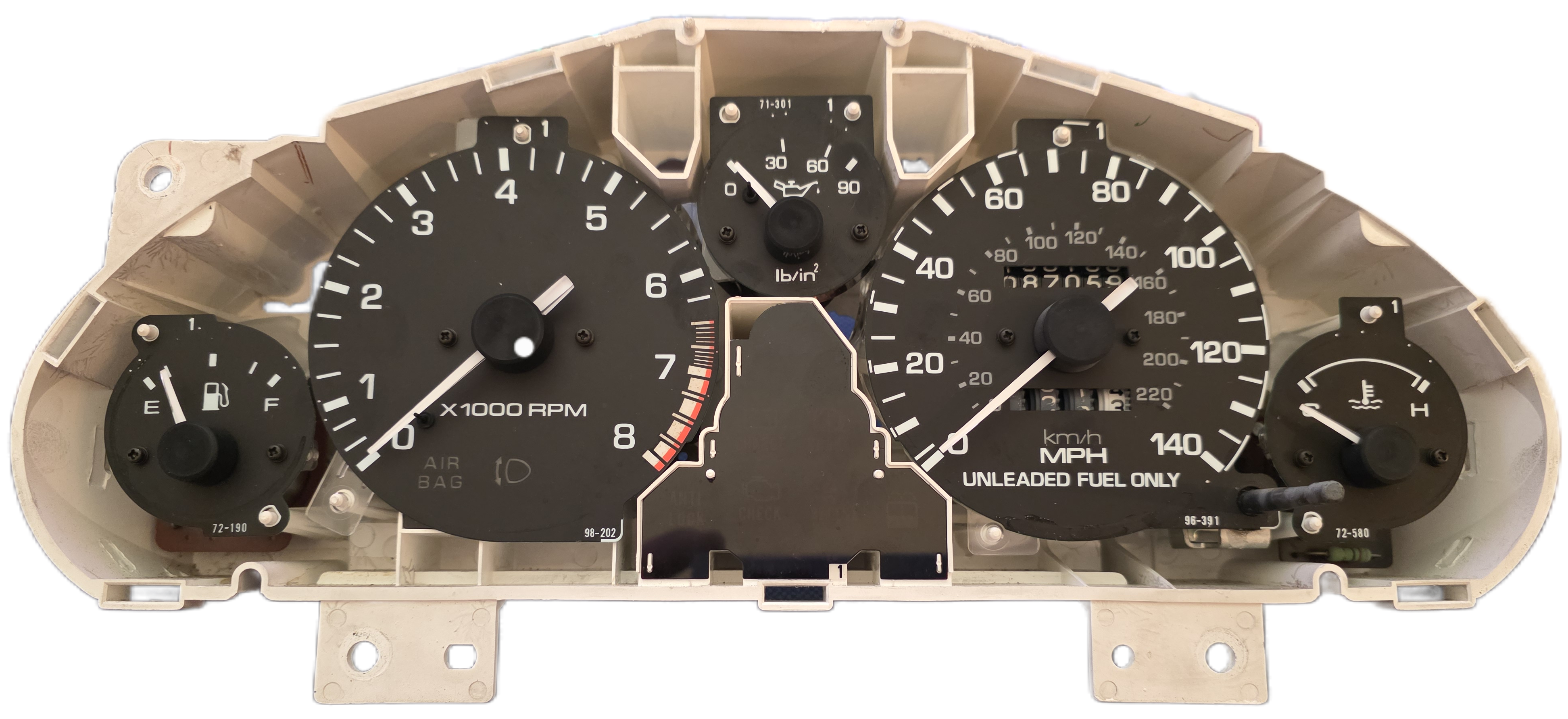 NA Mazda Miata Gauge Cluster, disassembled